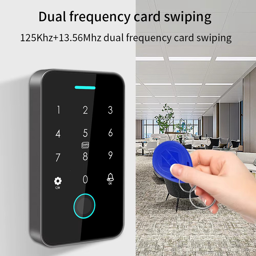 Asia-Teco Biometrisches Bluetooth Zugangskontrollsystem in Schwarz, IP67 wasserdicht, 13,56 MHz RFID, kompatibel mit der Tuya-App - Bild 4