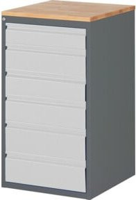 STIER Schubladenschrank Premium mit 6 Schubladen, Buchentop und Schloss, Grau, B/T/H: 58,0 x 65,0 x 103,5 cm - Bild 1