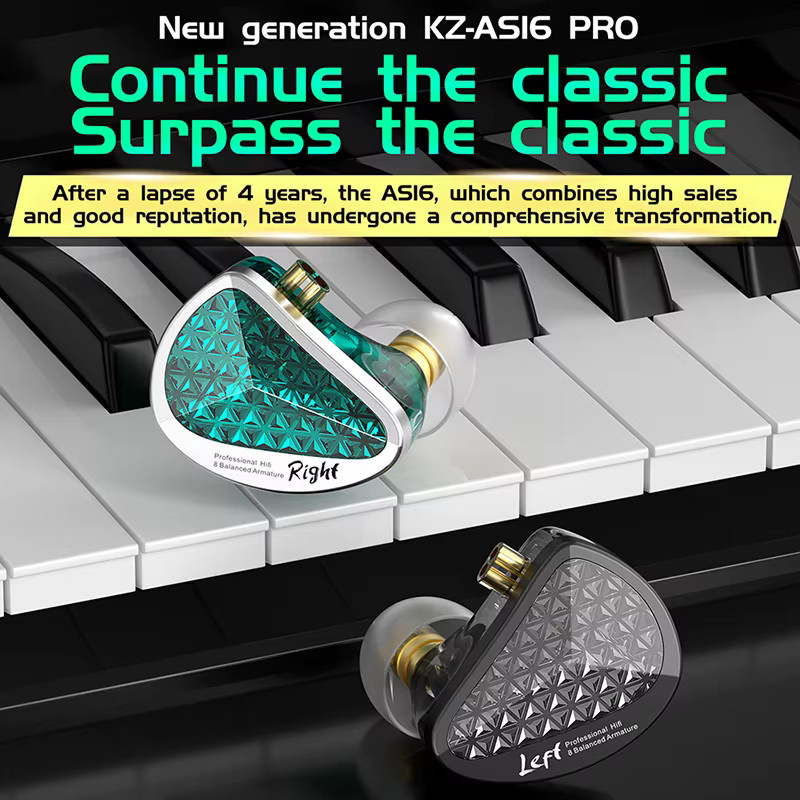 KZ AS16 Pro In-Ear Kopfhörer mit 16BA Balanced Armature HIFI Bass Monitor in Türkis - Bild 2