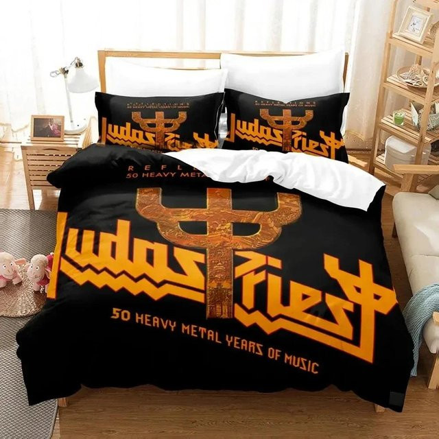 Judas Priest Bettwäsche-Set mit 3D-Druck in Schwarz, bestehend aus Bettbezug und Kissenbezug, B/H: 180 x 210 cm - Bild 1