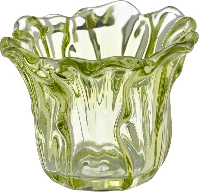 Teelichthalter BLÜTE von GASPER in Grün aus Glas, B/T/H: 10,5 x 8,0 x 10,5 cm - Bild 1