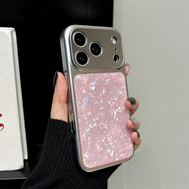 Luxuriöse Laser-Glitzer-Handyhülle mit Muschelmuster für iPhone 17 16 15 14 Pro Max in Orange von lolozzx - Bild 1