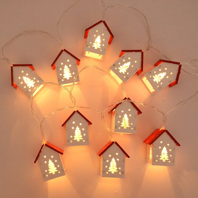 ZQCXLD LED Lichterkette mit Mini Weihnachtshäusern und Laternen für Weihnachtsbaum und Party-Dekoration, Länge: 1,5 m - Bild 1