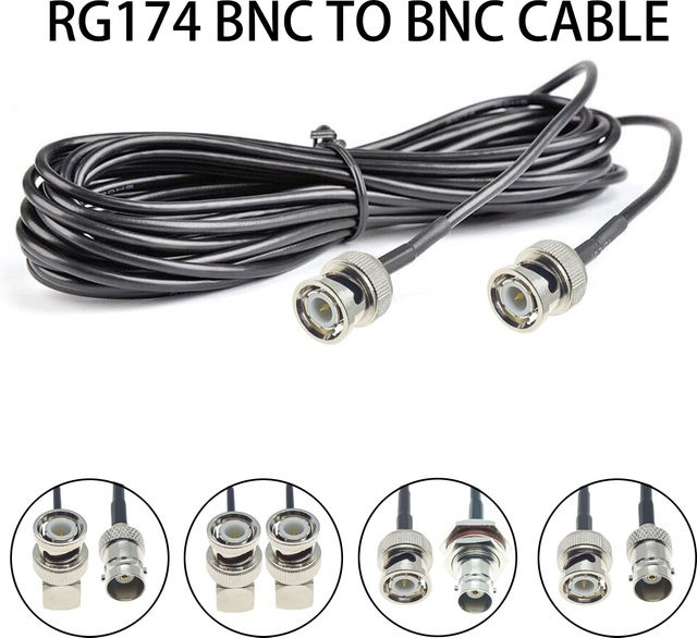 RFProMaker RG174 Koaxialkabel BNC Stecker auf BNC Buchse Rechtswinkel Verlängerung, Schwarz - Bild 1