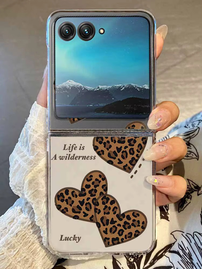 Transparente Motorola Handyhülle mit Leoparden- und Herzmuster für Razr 50 und Razr 40 Ultra, stoßfeste PC-Abdeckung - Bild 7