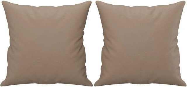 vidaXL Zierkissen Set aus 2 Stück in Cappuccino-Braun aus Kunstleder, B/T/H: 40 x 40 x 40 cm - Bild 1