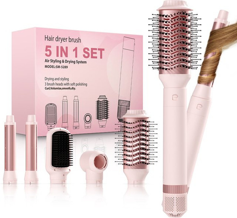 LISAPRO Haartrocknerbürste 5-in-1 Styling- und Trocknungssystem, pink