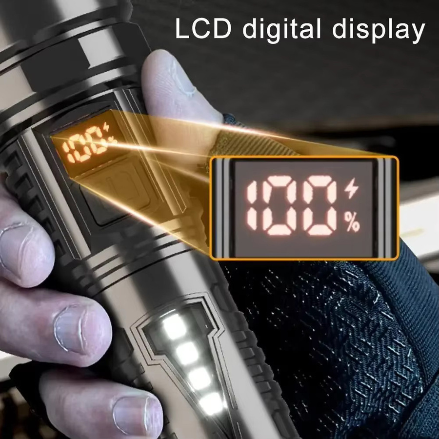 Heinast Taktische LED-Taschenlampe mit USB-Aufladung und Teleskop-Jetstrahl in Schwarz - Bild 2