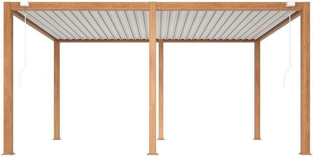 Vente-unique Selbsttragende Aluminium Pergola Amalfi in Naturfarben Dunkel mit 500 cm Breite - Bild 1