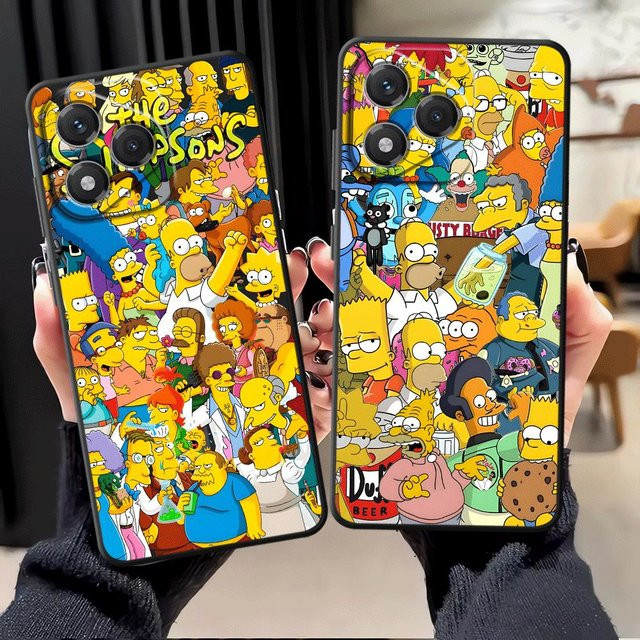 Die Simpsons Cartoon Handyhülle in Schwarz für Honor 200 400 Lite 8X X6 70 90 Magic5Lite X8 X9a X5b X7 - Bild 1