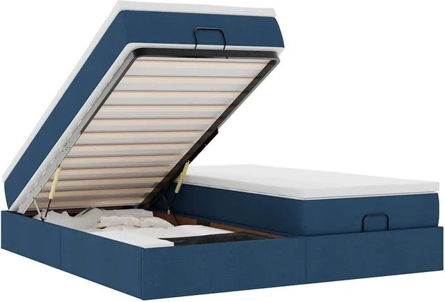 vidaXL Ottoman-Bett mit Matratze in Blau aus Stoff, B/T/H: 200 x 200 x 23,5 cm - Bild 1