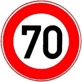 Verkehrszeichen VKZ.274-70 Ronde 70 km/h mit RAL-Gütezeichen Folie RA1 in Weiß, Durchmesser: 60 cm - Bild 1