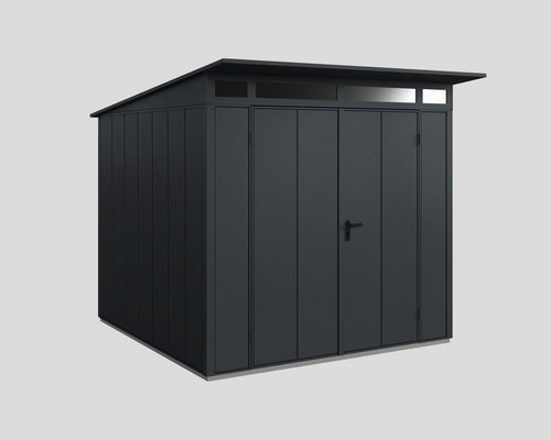Ecostar Gerätehaus Elegant-P aus Metall in Grau mit Pultdach und Doppeltür, B/H/T: 238 x 232,3 x 238 cm - Bild 1