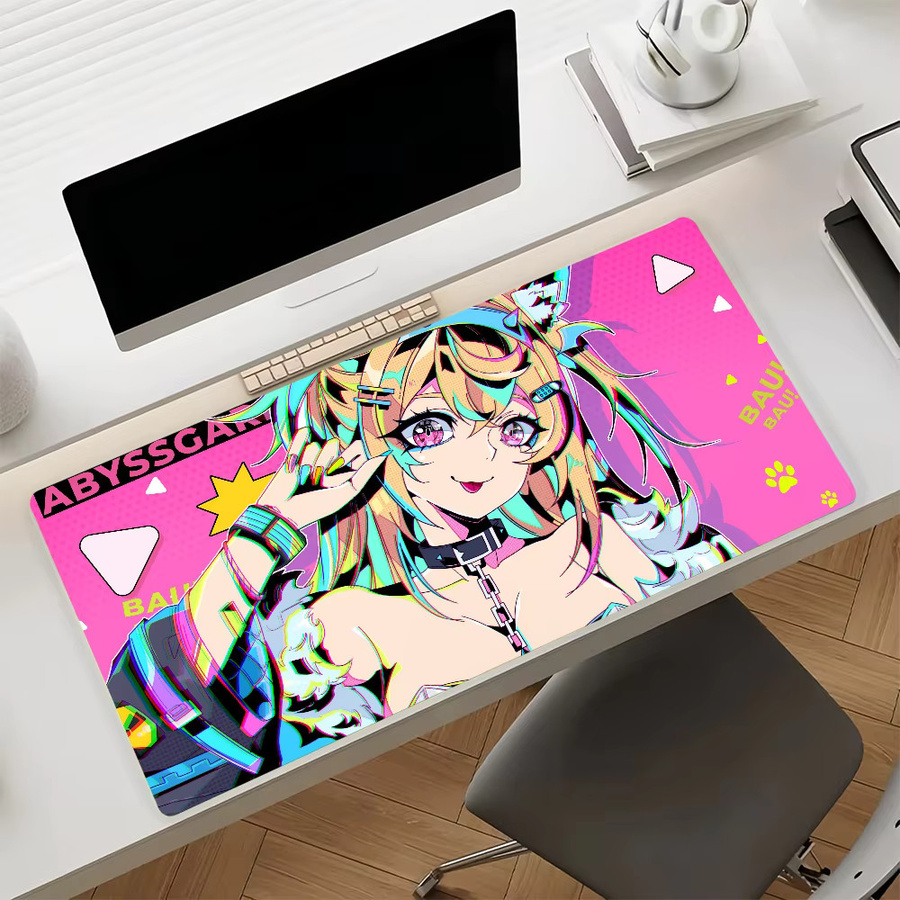 VTuber FuwaMoco Mauspad rutschfeste Gamer-Schreibtischunterlage für Laptop und Büro in Großformat - Bild 6