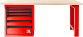 Facom RWS Werkbank mit Holzplatte und Schraubstock in Rot - Bild 1