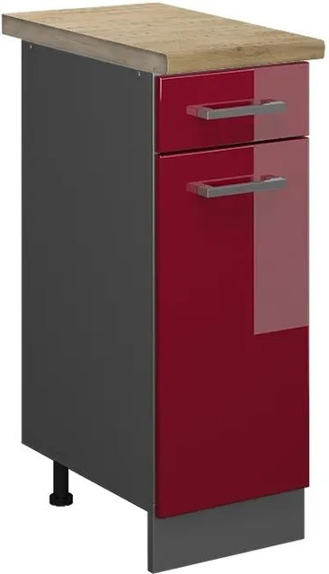 Vicco Küchenunterschrank R-Line in Bordeaux Hochglanz und Anthrazit mit Eiche-Optik, B/T/H: 30 x 60 x 81,6 cm - Bild 1