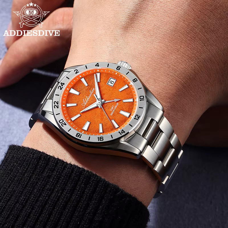 ADDIESDIVE GMT-Uhr, Quarz, Edelstahl, Saphirglas, 20 ATM, Herren - Bild 4