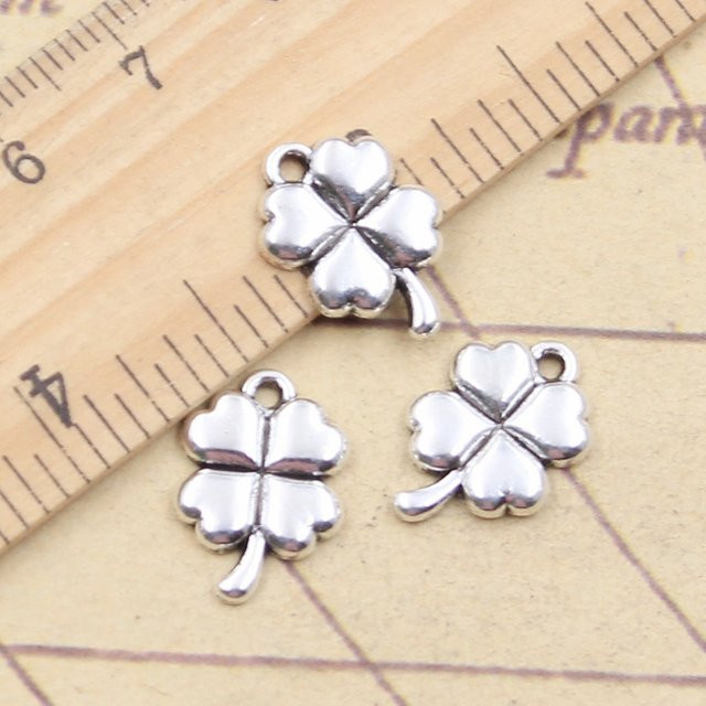 YOUNGISMONEY Charms Vierblattklee, Edelstahl, Silber, Unisex, 15x11mm - Bild 1