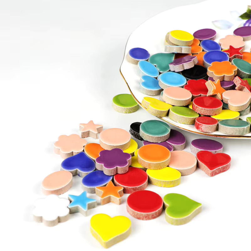 50g Porzellan-Mosaikfliesen in Herz- und Sternform, Multicolour, für DIY-Bastelbedarf und Mixed-Media-Kunst - Bild 2
