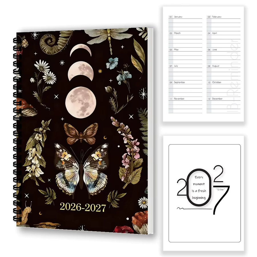 2-Jahres-Monatsplaner und Kalenderbuch mit Spiralbindung, 24-Monats-Ausgabe in Schwarz, A5 Softcover mit wöchentlichen und monatlichen Layouts - Bild 2