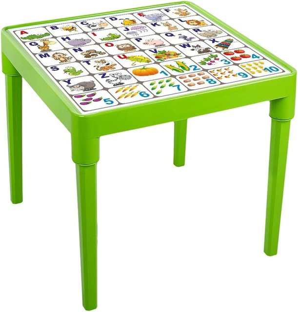 KMND Kindertisch English Alphabet in Oliv mit quadratischer Form und abgerundeten Ecken - Bild 1