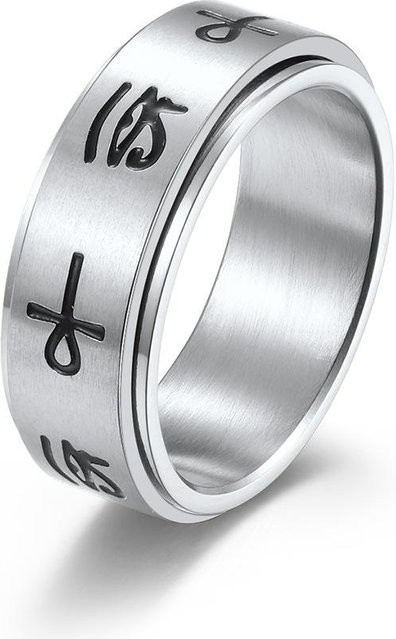 YIRAN Jewelry Drehring Kreuz Horusauge, Edelstahl, Weiß, Herren - Bild 1