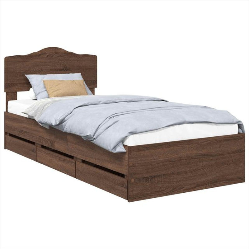Modernes Funktionsbett vidaXL aus Holzwerkstoff in Braun, B/T/H: 100 x 200 x 90 cm - Bild 1