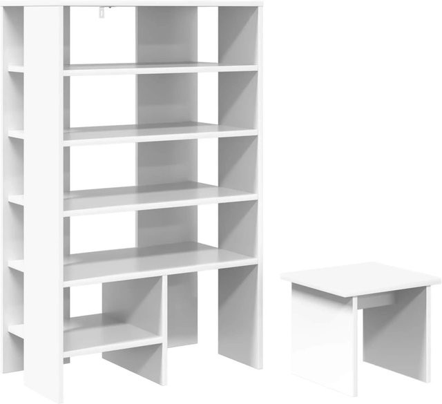 vidaXL Schuhschrank Set mit Regal aus Holzwerkstoff in Weiß, 2 Stück - Bild 1