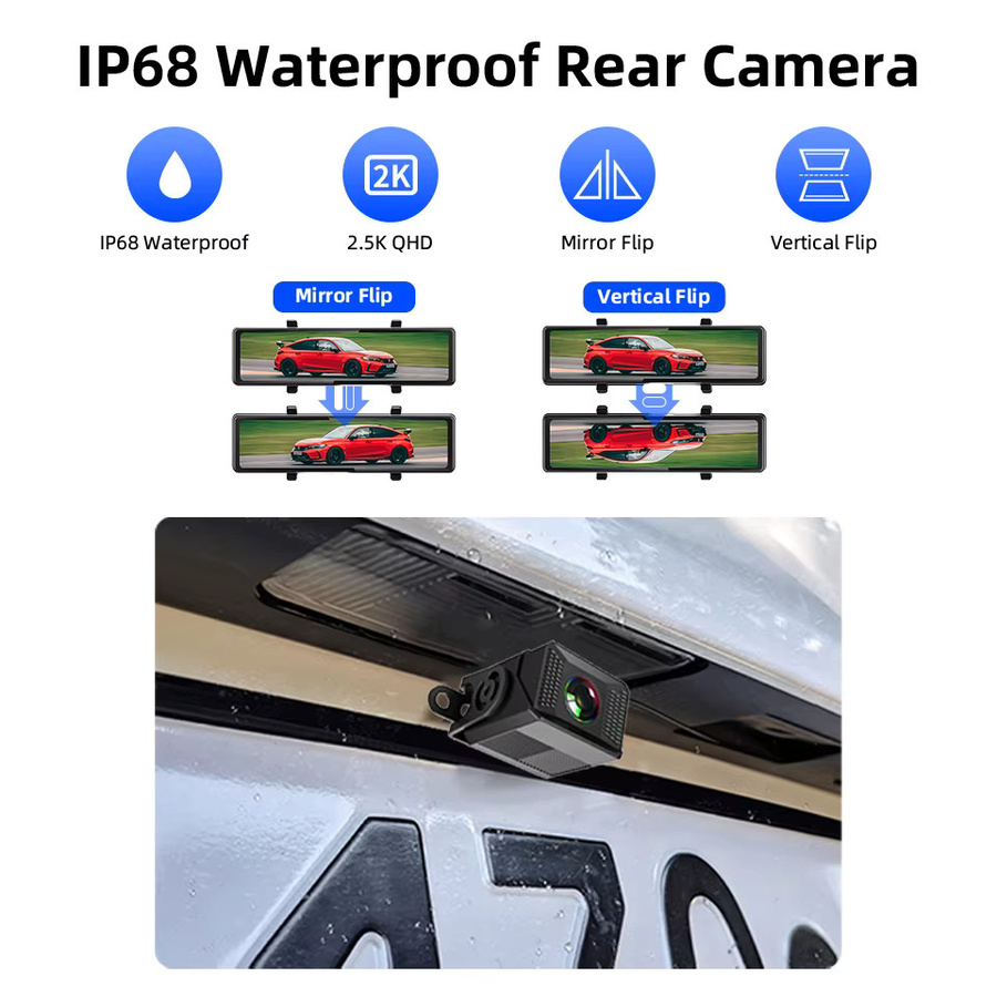 E-ACE 12 Zoll Auto-Dashcam mit 4K UHD Auflösung, GPS und WLAN, inklusive 24H Parküberwachung, Schwarz - Bild 5
