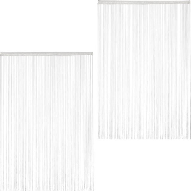 Relaxdays Fadenvorhang aus Polyester in Weiß, 2er Pack, transparent, B: 145 cm, H: 245 cm - Bild 1