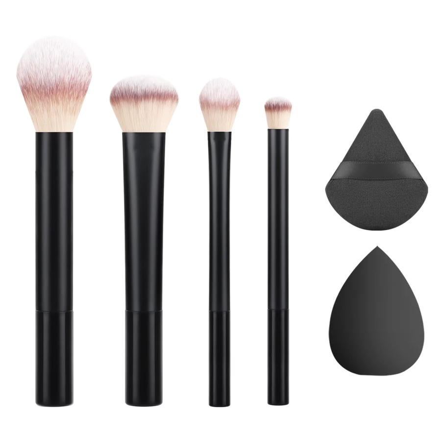 Ronshadow Pinselset, 6 schwarze Langschwamm-Pinsel, 1 Schwamm, 1 Puderquaste - Bild 3