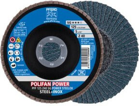 PFERD TOOLS POLIFAN POWER Fächerscheibe PFF Blau für Stahl und Edelstahl Durchmesser: 125 mm, Bohrung: 22,23 mm - Bild 1