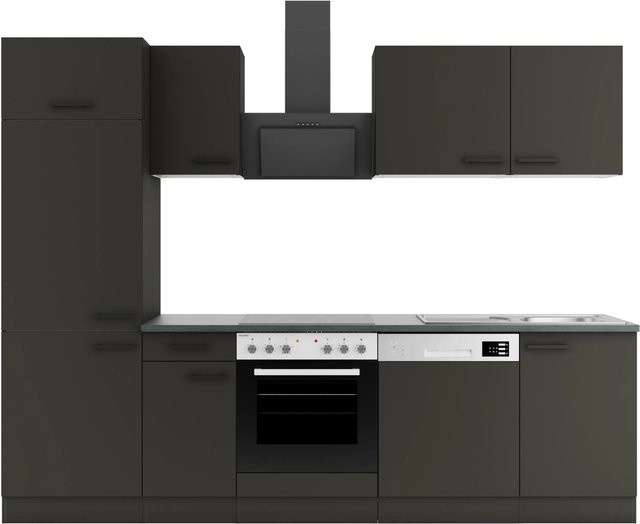 OPTIFIT Madrid420 Küchenzeile in Anthrazit mit modernem Design und mattem Finish, Breite: 270 cm - Bild 1