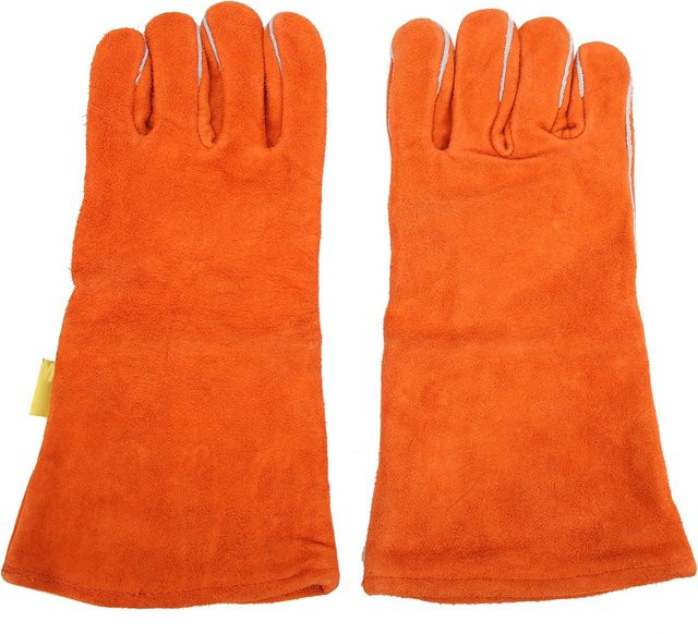 Neoglint Schweißhandschuhe aus Leder in Orange, hochtemperaturbeständig, Größe XL, Länge: 35 cm - Bild 1
