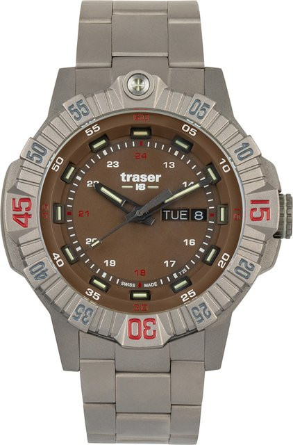 Traser Herrenuhr, Titan, Braun, Quarz, 46 mm, 20 ATM - Bild 1