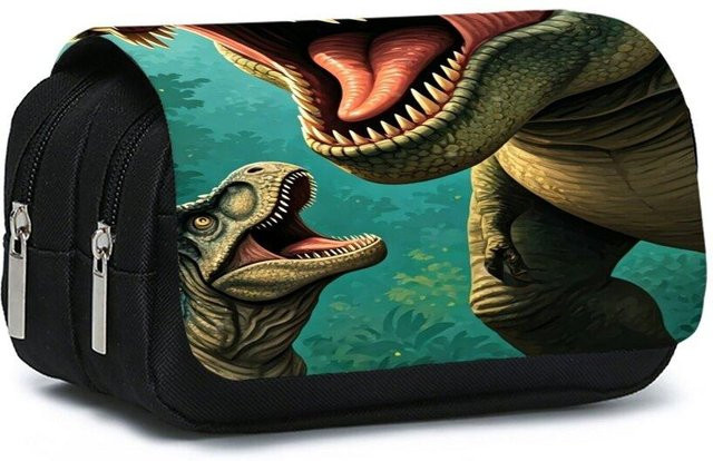 Fancy Style Studio Doppellagiges Federmäppchen mit Vulkan-Dinosaurier-Print in Blau und Multicolour - Bild 1