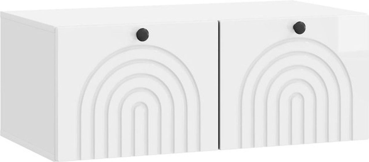 Wandmontierter TV-Schrank vidaXL in Weiß Hochglanz, Modernes Design mit Drehtüren, B/T/H: 78,5 x 41 x 30 cm - Bild 1