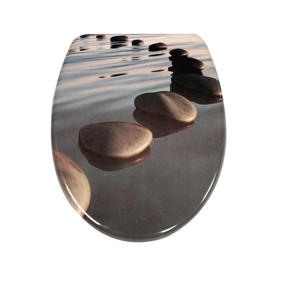 Sinobath WC-Sitz aus Duroplast mit Soft-Close Absenk-Automatik Zen-Wasserstein in Mehrfarbig, oval - Bild 2