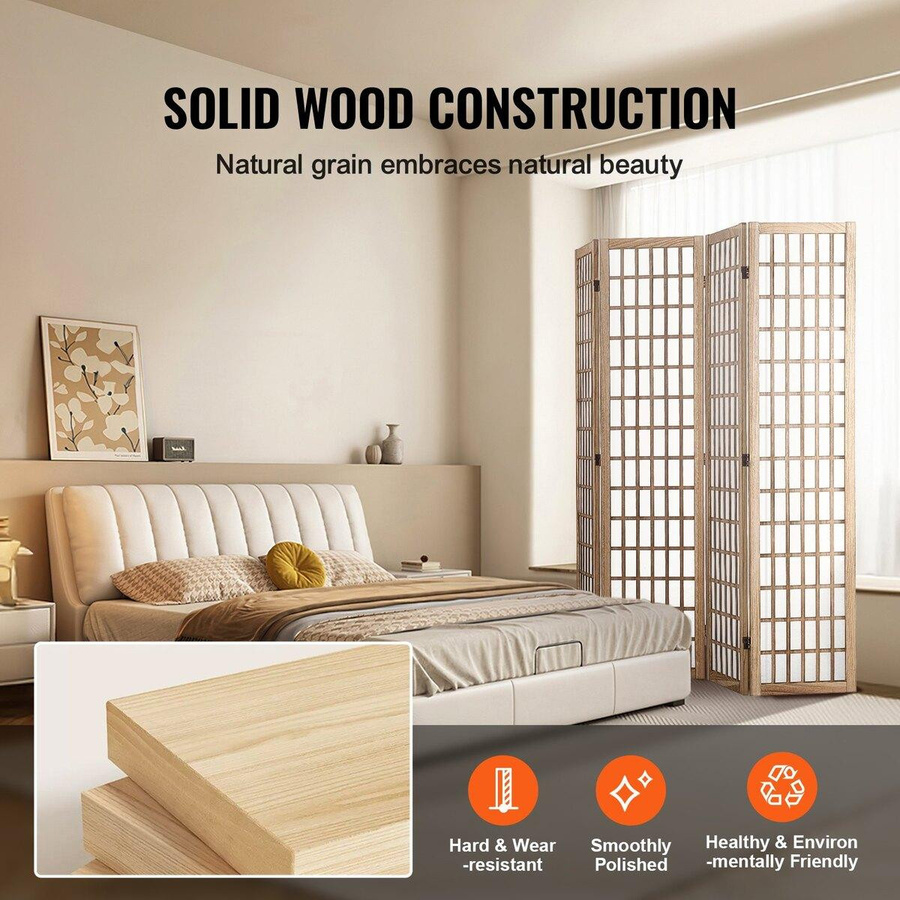 Buying Solutions, MB Japanischer Raumteiler 4-teilig aus Paulownia-Holz in Beige, H: 170 cm, B: 18,5 cm, T: 18,5 cm - Bild 2