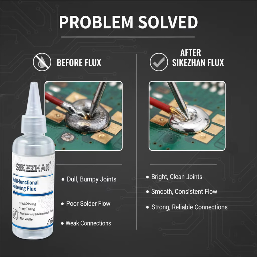 SIKEZHAN Flüssiges Lötflussmittel transparent, 30ml, Rückstandsfrei für PCB BGA SMD Reparatur und schnelles Löten - Bild 3