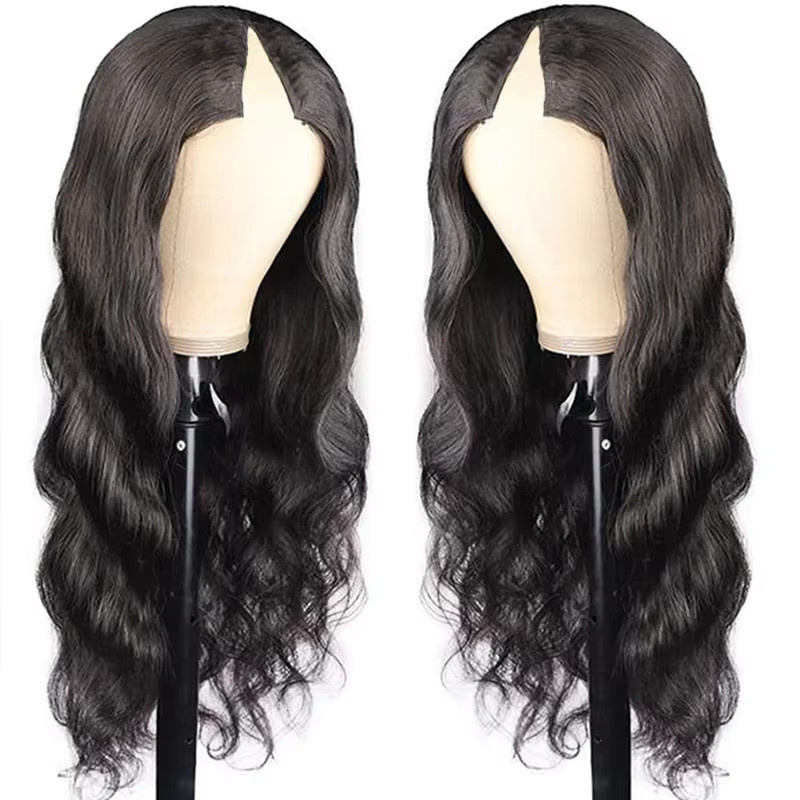 mamushow V-Part Perücke, Body Wave, Brasilianisches Echthaar, 180% - 200% Dichte - Bild 4