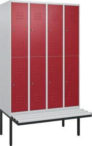 C+P Doppelstock-Spind Classic PLUS Sitzbank mit 4 Abteilen und Zylinderschloss, B/T/H: 212,0 x 120,0 x 81,5 cm - Bild 1