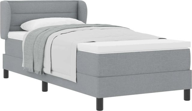 vidaXL Boxspringbett mit Matratze und Taschenfederkern in Hellgrau, B/L: 80 x 200 cm - Bild 1