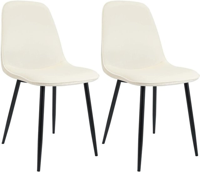 DELUKE 2er Set Esszimmerstühle RAZON aus Samt in Creme, moderne Polsterstühle für Esszimmer und Küche, B/T/H: 45 x 54 x 88 cm - Bild 1