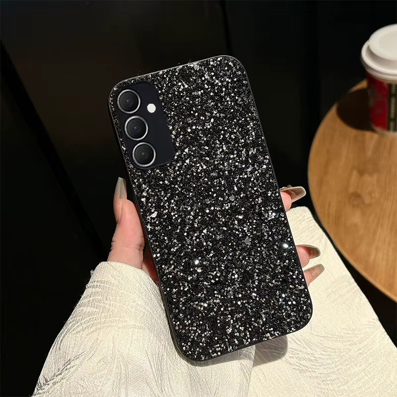 Luxus TPU Handyhülle mit Schwarz Glitter und Strass für Samsung Galaxy A14 A15 A16 A34 A35 A36 A54 A55 A56 A71 A72 A73 4G/5G - Bild 2