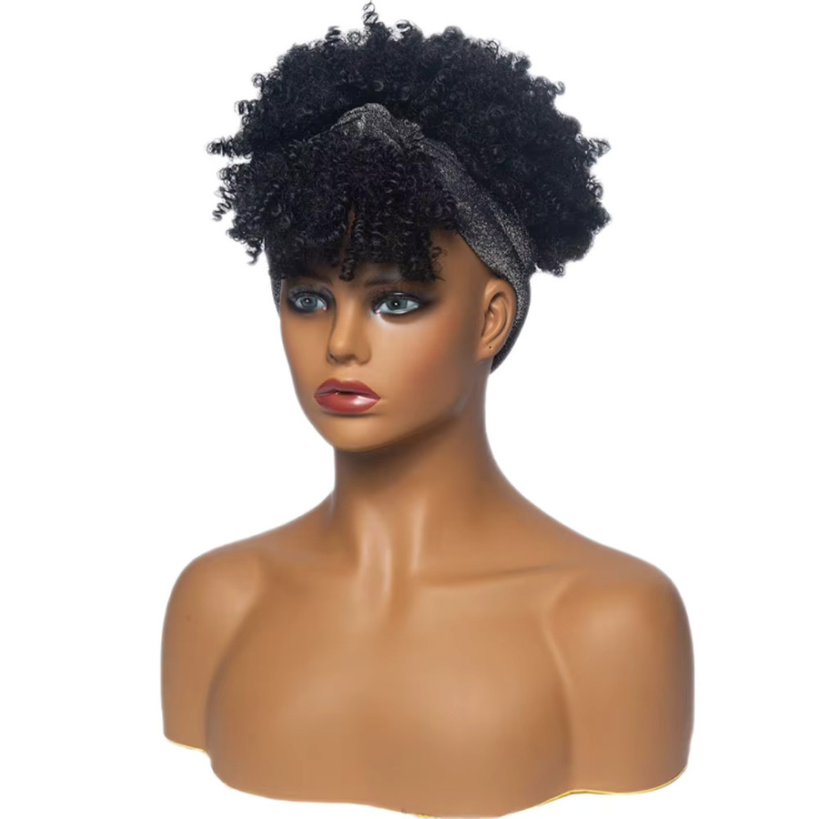 Manetique Afro Locken Stirnband-Perücke mit Pony, kurz, synthetisch - Bild 7
