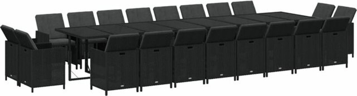 21-teilige moderne Garten-Essgruppe aus Poly-Rattan mit Kissen in Schwarz von vidaxl - Bild 1