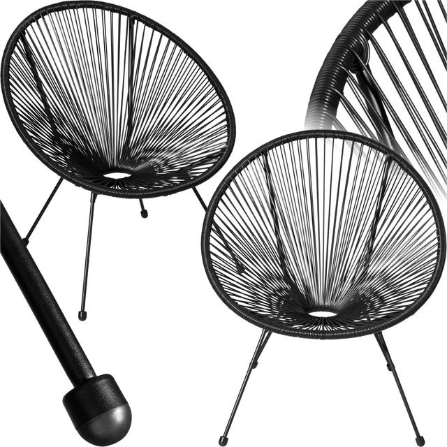 tectake 2er Set Gartenstuhl im Acapulco-Stil mit Schnurbespannung in Schwarz, B/T/H: 70,5 x 69 x 78 cm - Bild 1