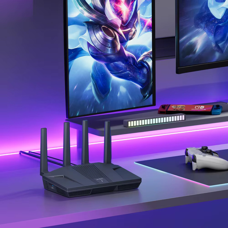 GL.iNet Flint 2 GL-MT6000 Wi-Fi 6 Gaming-Router in Schwarz mit Dual-2.5G-Ports und 8-Stream WLAN bis zu 6 Gbit/s - Bild 5