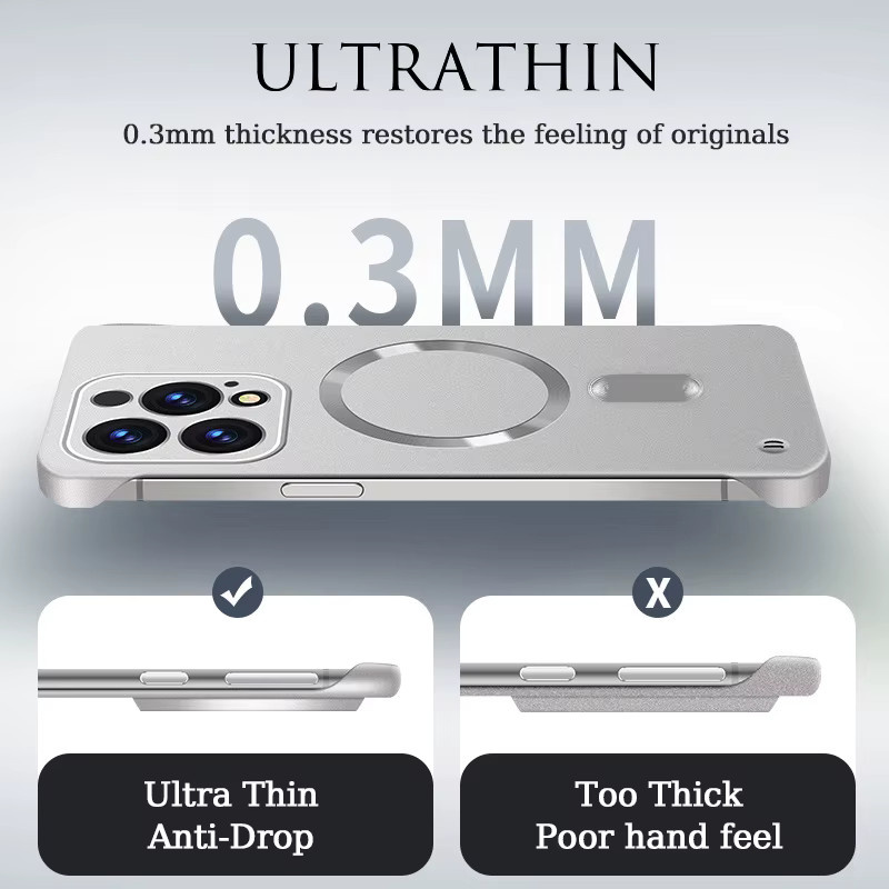 Fudusaidman Ultradünne MagSafe Hülle aus Hart-PC für iPhone 16 15 Pro Max Plus 16 Pro, magnetische kabellose Ladehülle, stoßfest, rahmenlos, Schwarz - Bild 3